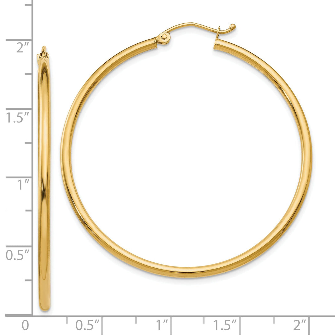 14k Yellow Gold 2mm Hinged Hoop Earrings