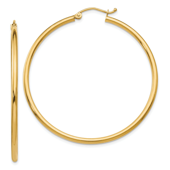 14k Yellow Gold 2mm Hinged Hoop Earrings