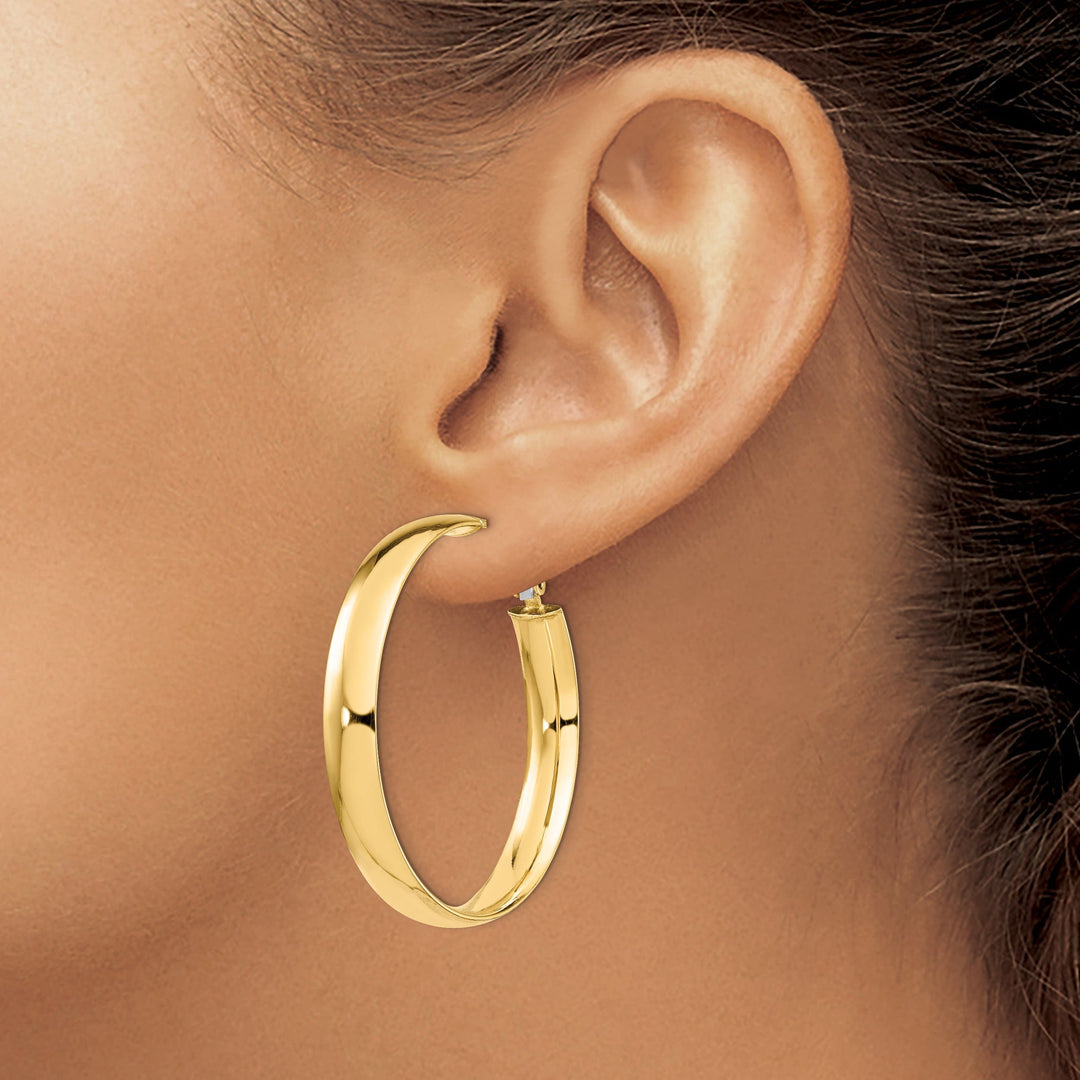 14k Yellow Gold Polished Omega Hoop Earrings