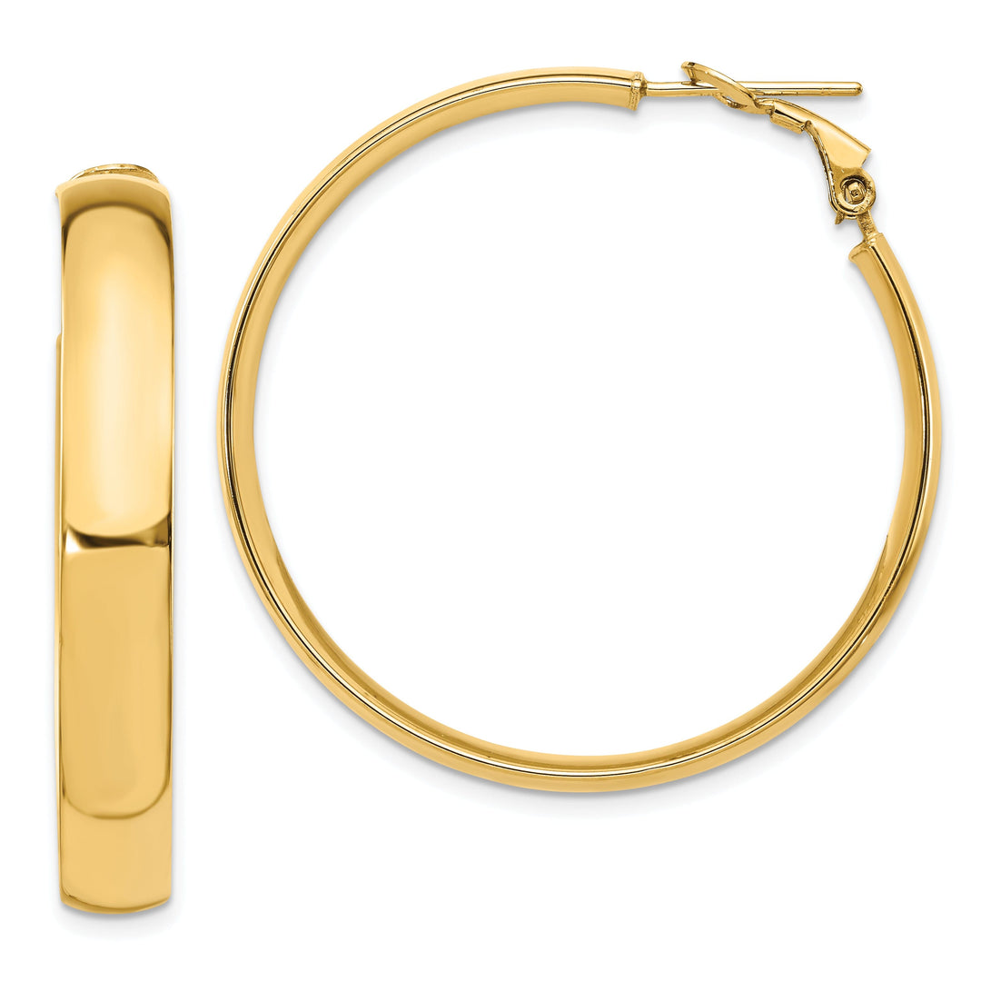 14k Yellow Gold Polished Omega Hoop Earrings