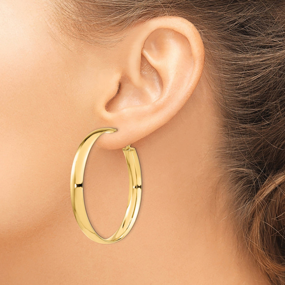 14k Yellow Gold Polished Omega Hoop Earrings