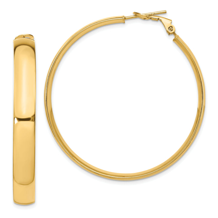 14k Yellow Gold Polished Omega Hoop Earrings