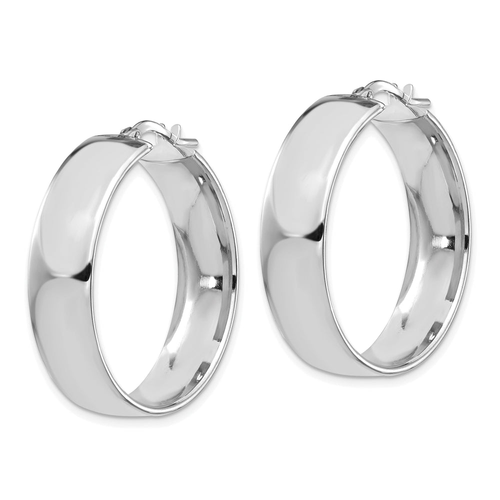 14k White Gold Polished Hoop Earrings