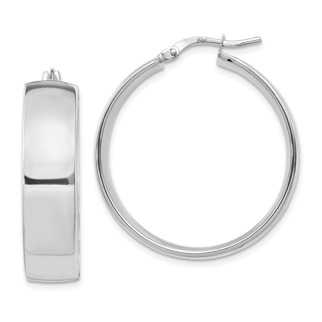 14k White Gold Polished Hoop Earrings