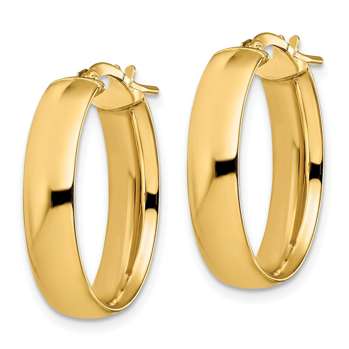 14k Yellow Gold High Polished Oval Hoop Earring