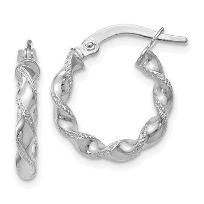 14k White Gold Twisted Hoop Earrings at $ 143.91 only from Jewelryshopping.com