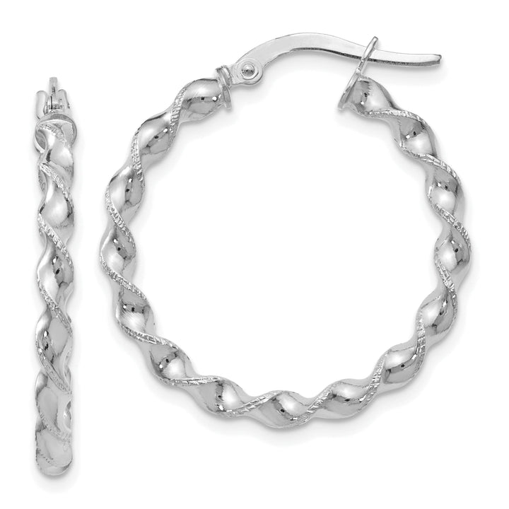 14k White Gold Polished Twisted Hoop Earrings