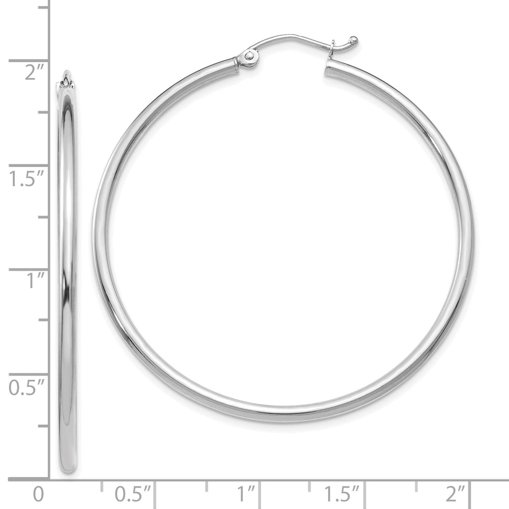 14k White Gold 2-MM Hoop Earrings