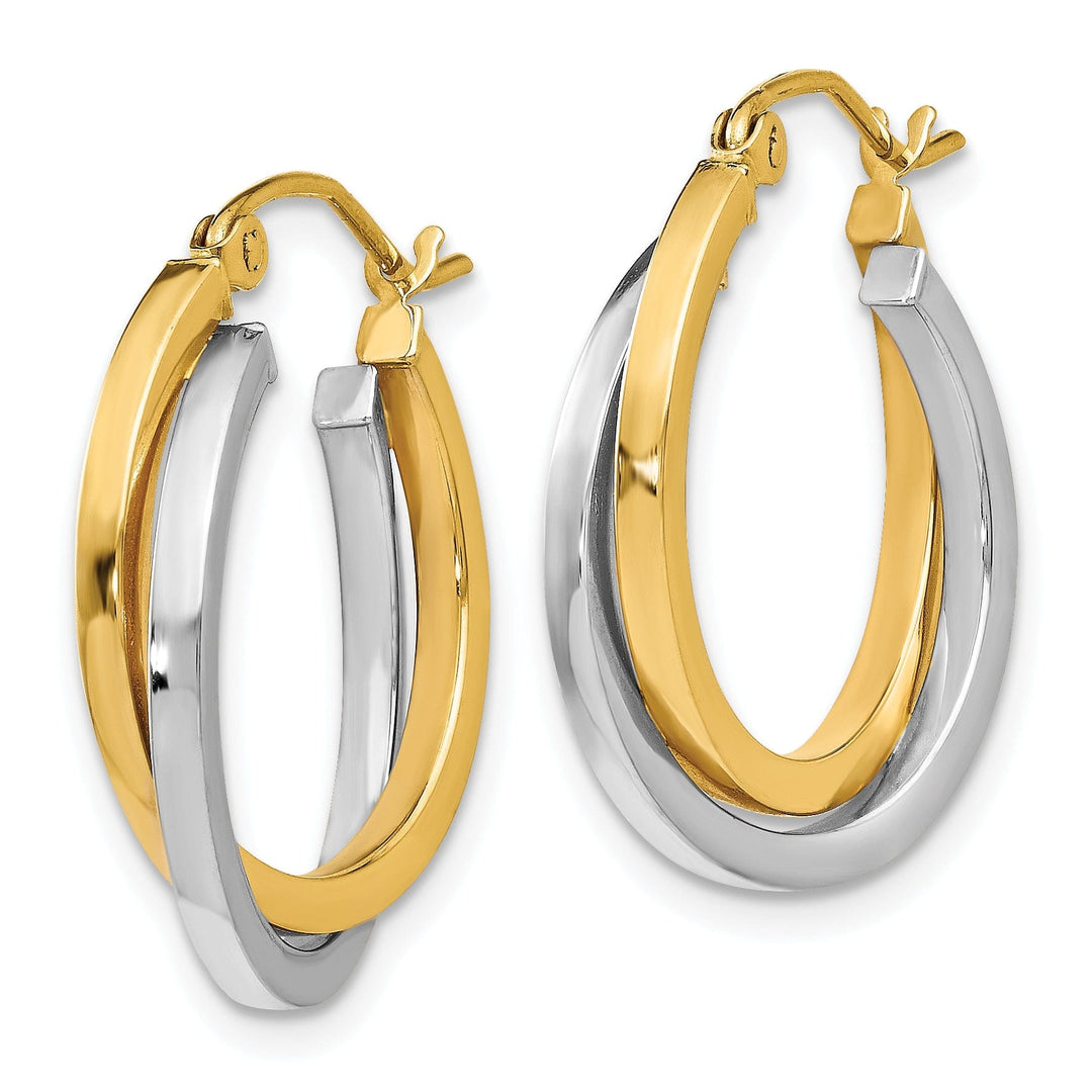 14k Two tone Hinged Hoop Earrings