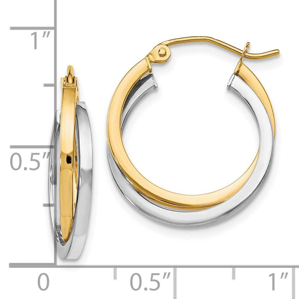 14k Two tone Hinged Hoop Earrings