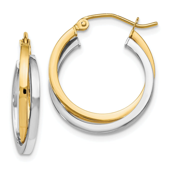 14k Two tone Hinged Hoop Earrings