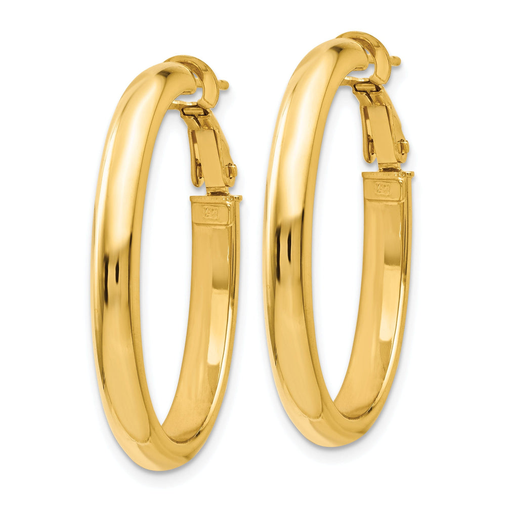 14k Yellow Gold Oval Hoop Earrings