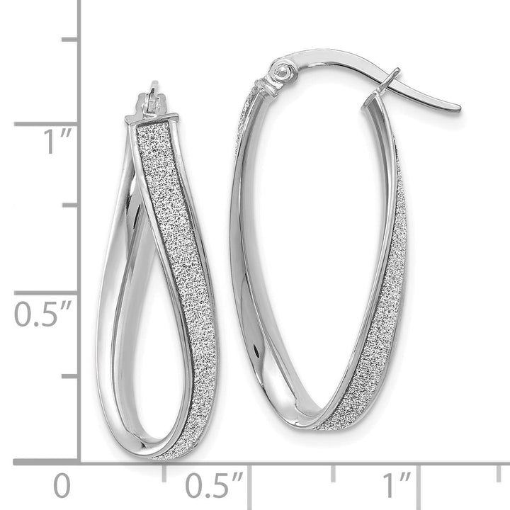 14k White Gold Oval Hoop Earrings