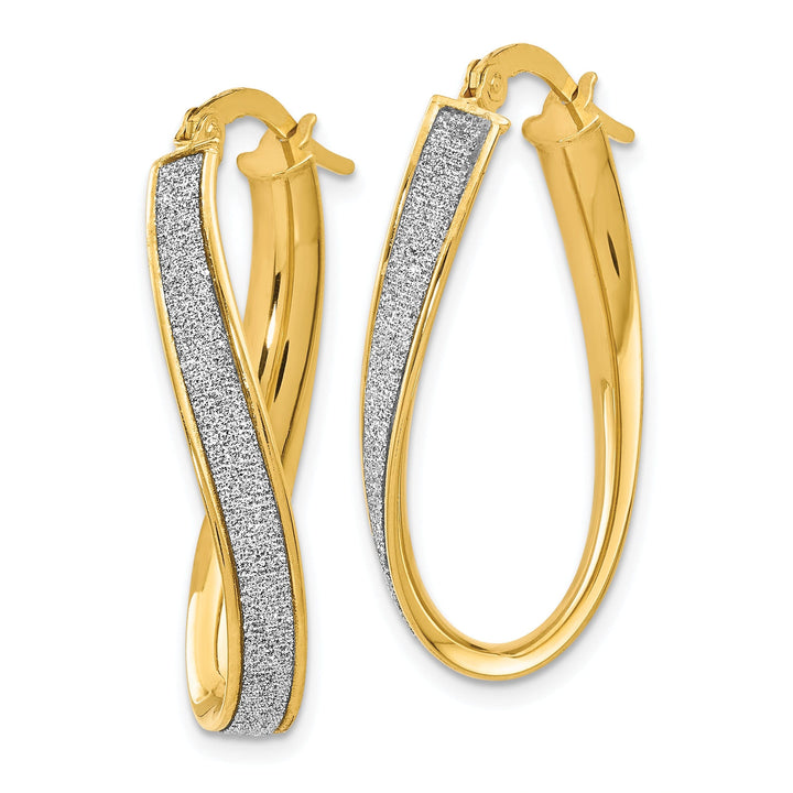 14k Yellow Gold Oval Twist Hoop Earrings