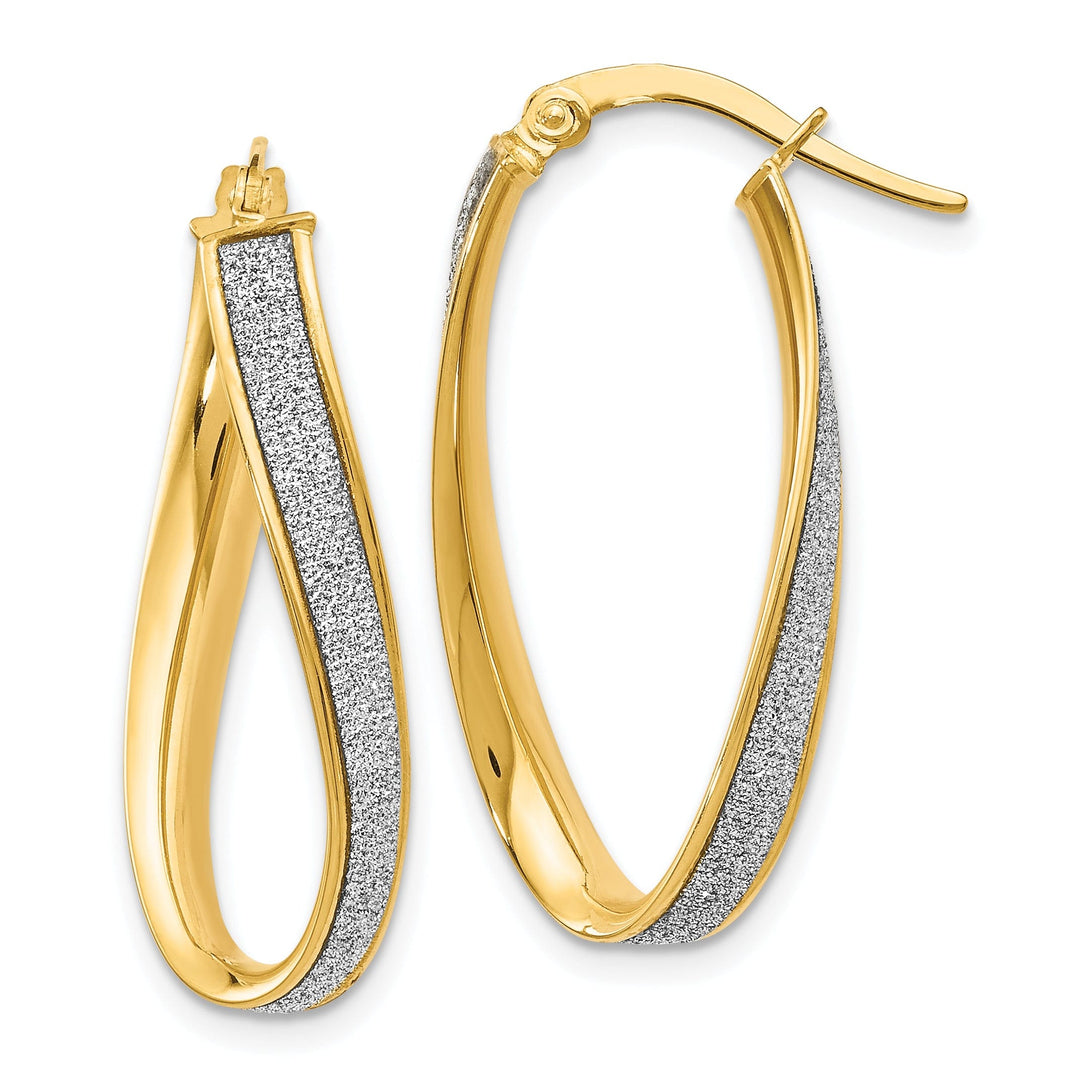 14k Yellow Gold Oval Twist Hoop Earrings