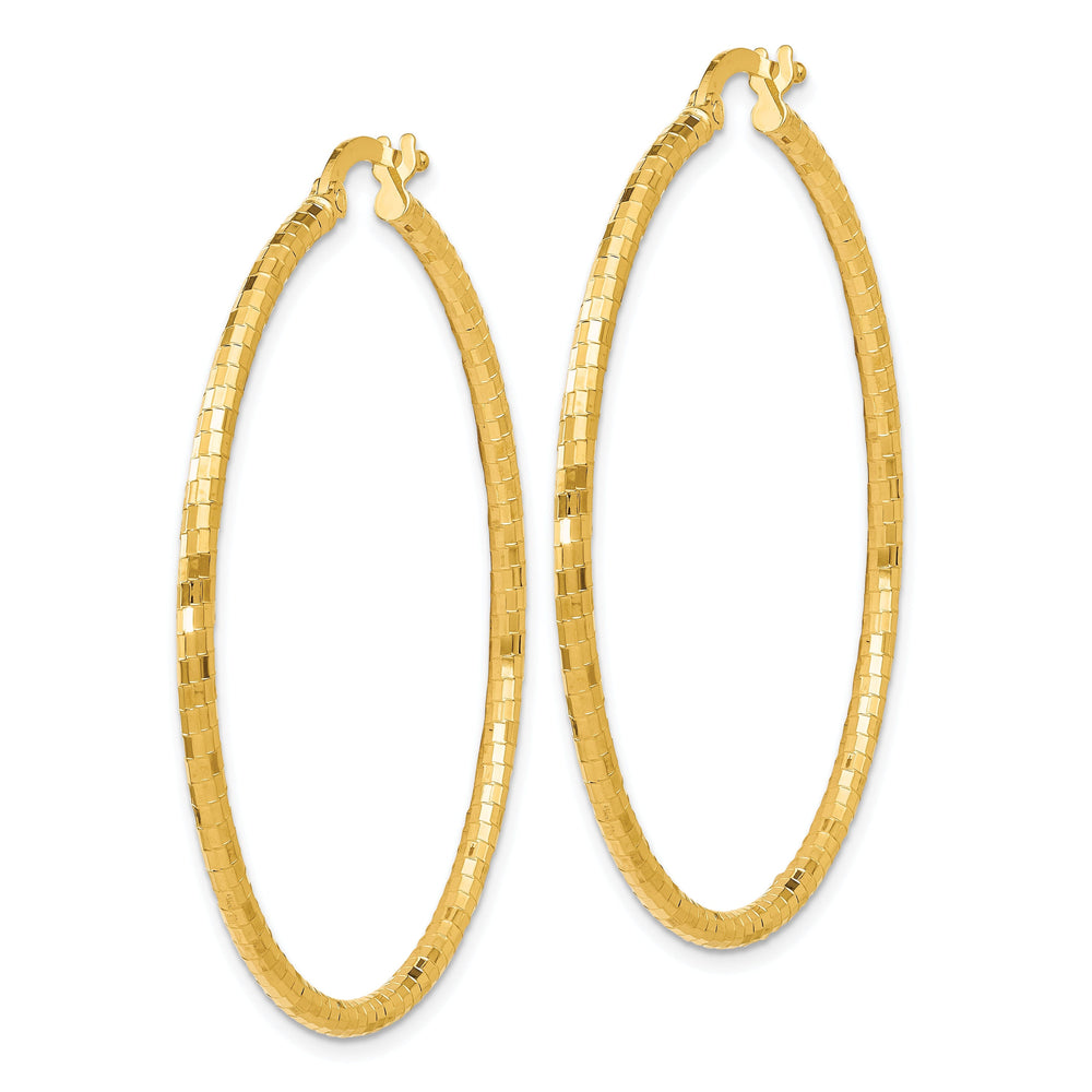 14k Yellow Gold Textured Hoop Earrings