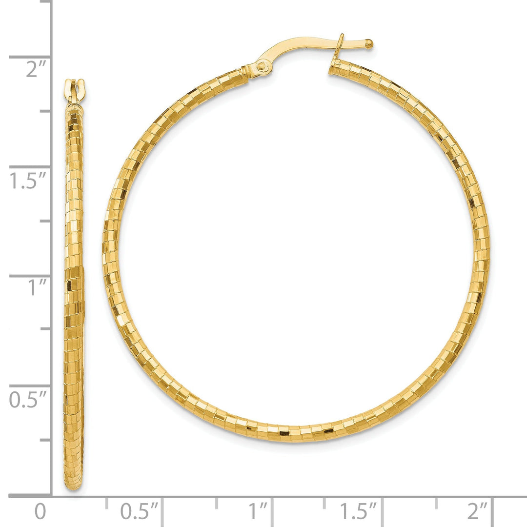 14k Yellow Gold Textured Hoop Earrings