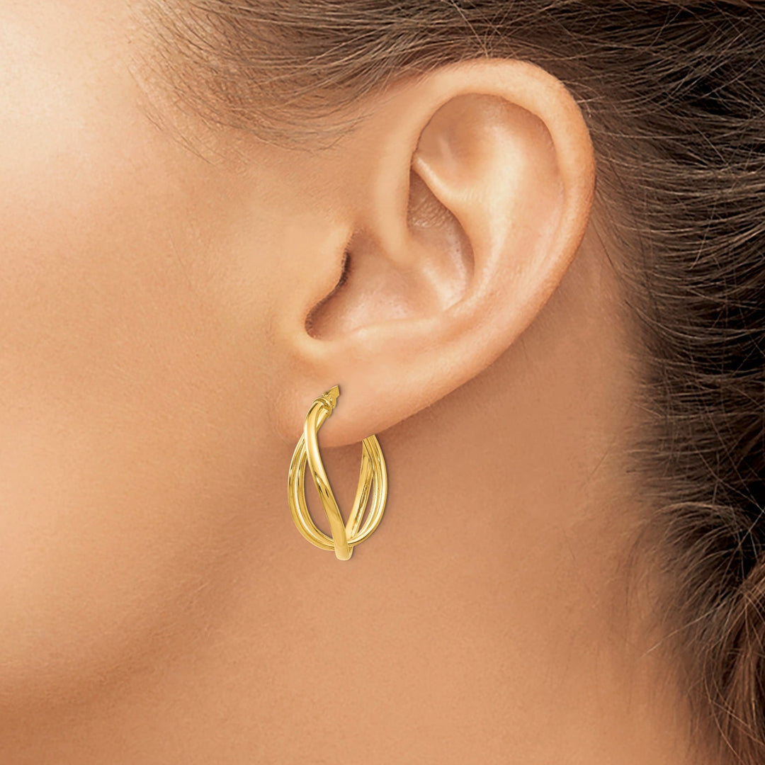 14k Yellow Gold Twist Hoop Earrings