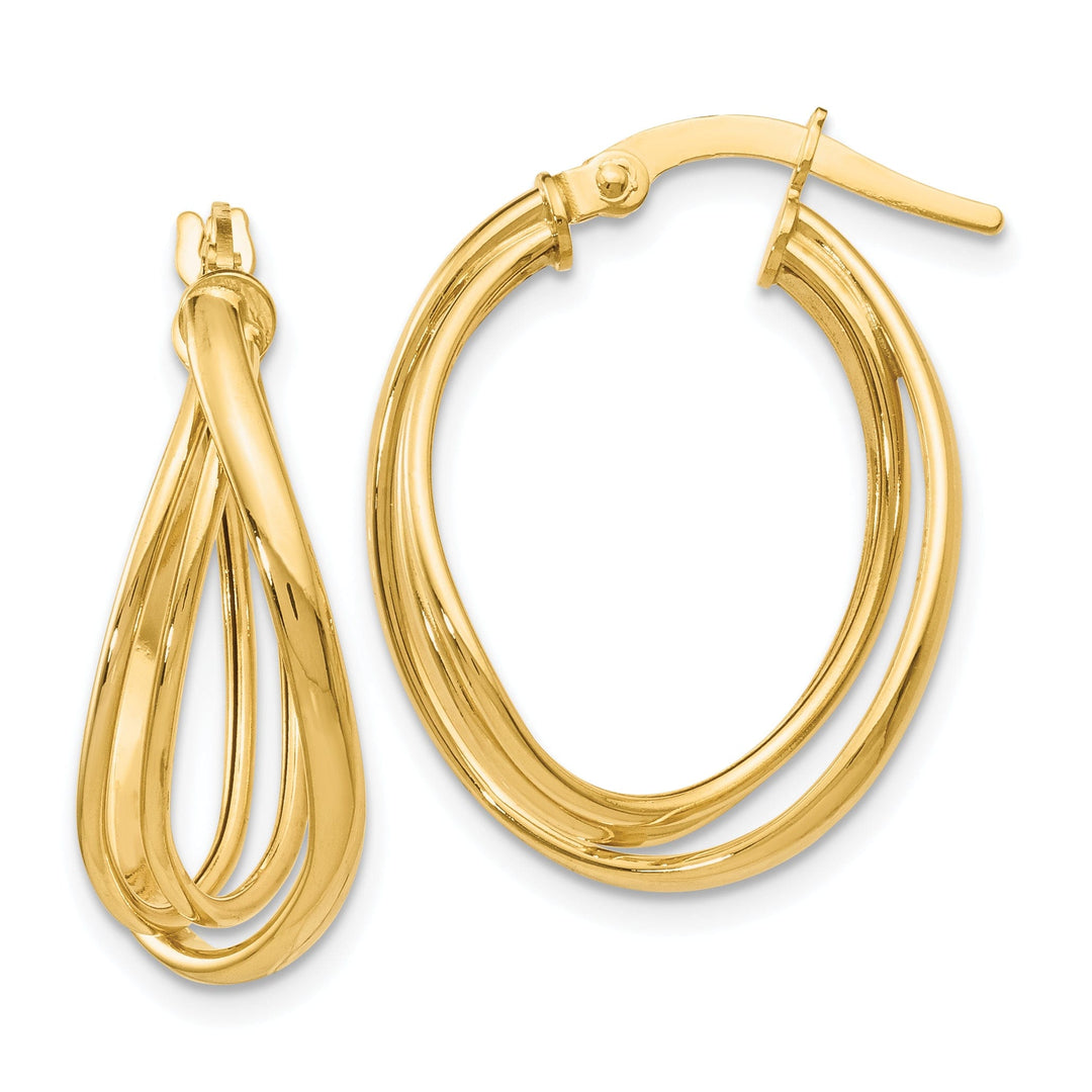 14k Yellow Gold Twist Hoop Earrings