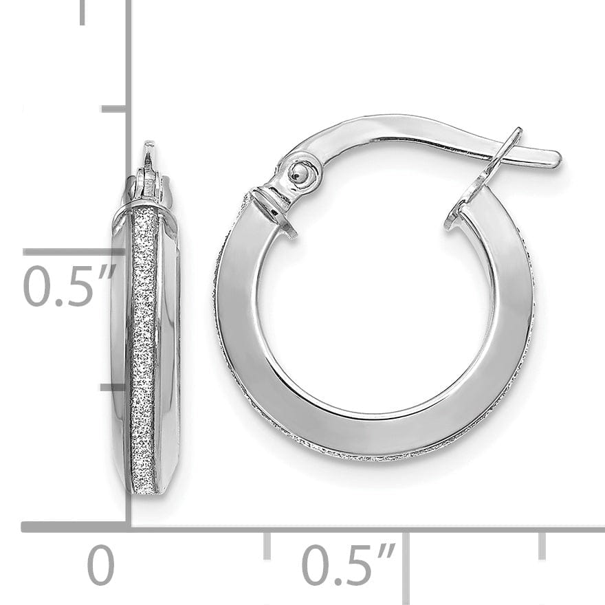 14k White Gold Glimmer Infused Hoop Earrings