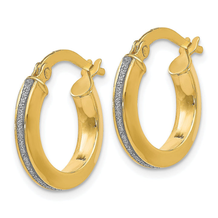 14k Yellow Gold Glimmer Infused Hoop Earrings