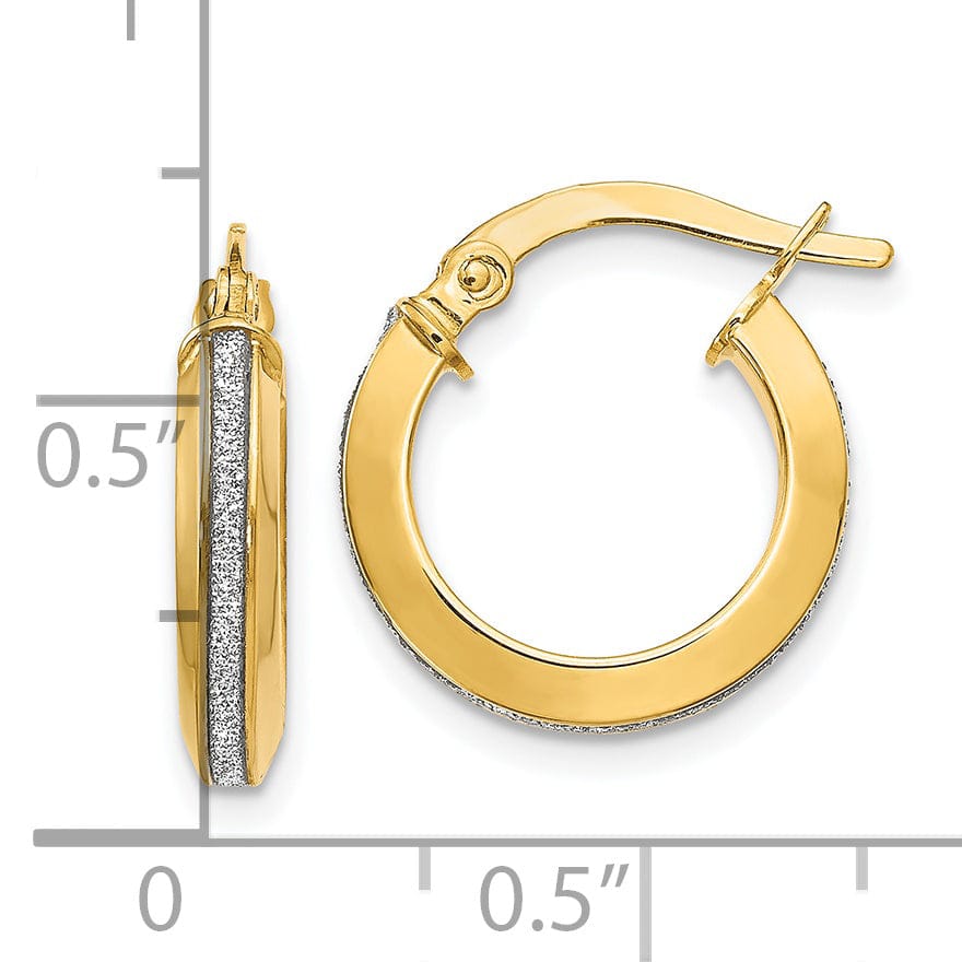 14k Yellow Gold Glimmer Infused Hoop Earrings