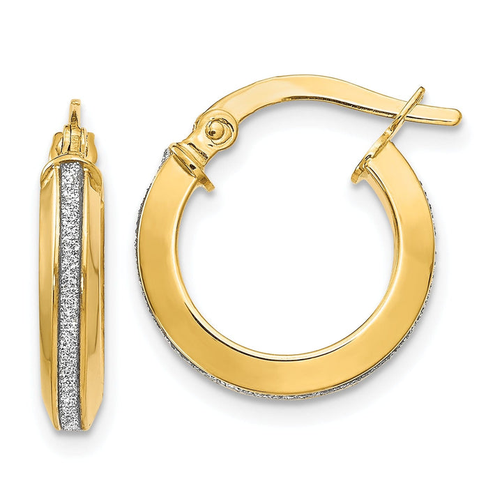 14k Yellow Gold Glimmer Infused Hoop Earrings