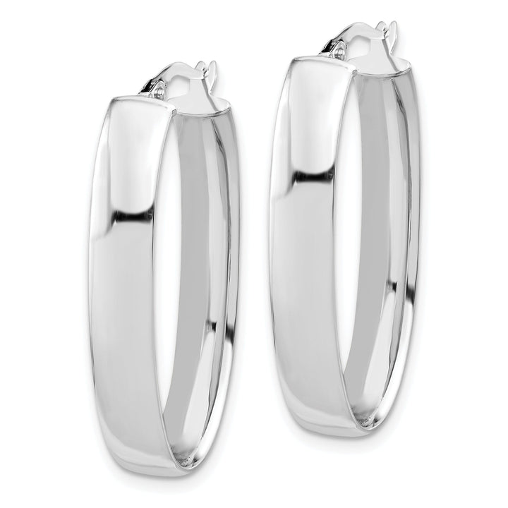 14k White Gold Oval Hoop Earrings