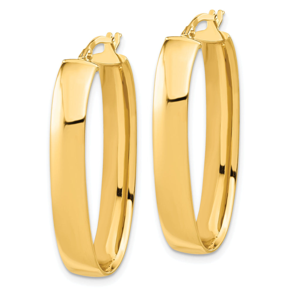 14k Yellow Gold Oval Hoop Earrings