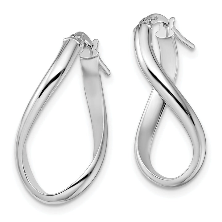 14k White Gold Oval Twisted Hoop Earrings