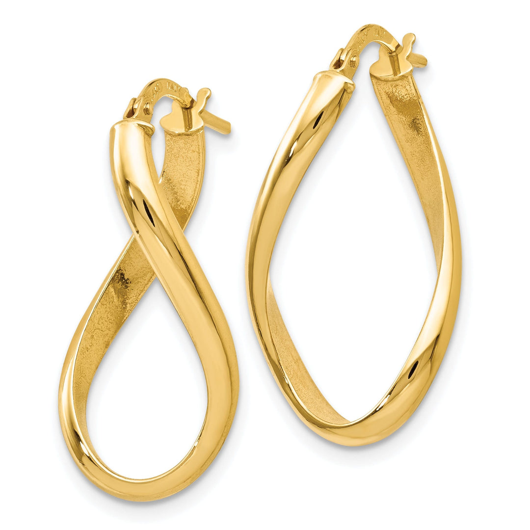 14k Yellow Gold Oval Twisted Hoop Design Earrings