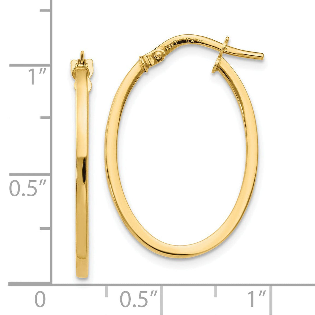 14k Yellow Gold Oval Hinged Hoop Earrings