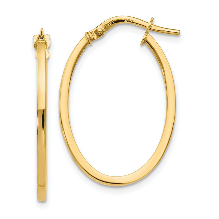 14k Yellow Gold Oval Hinged Hoop Earrings