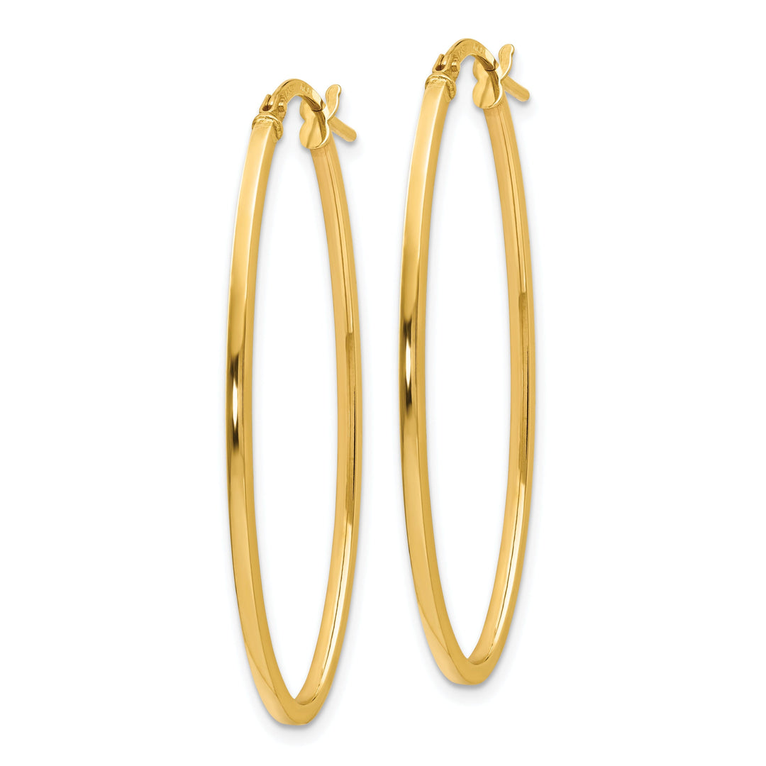 14k Yellow Gold Oval Hoop Earrings