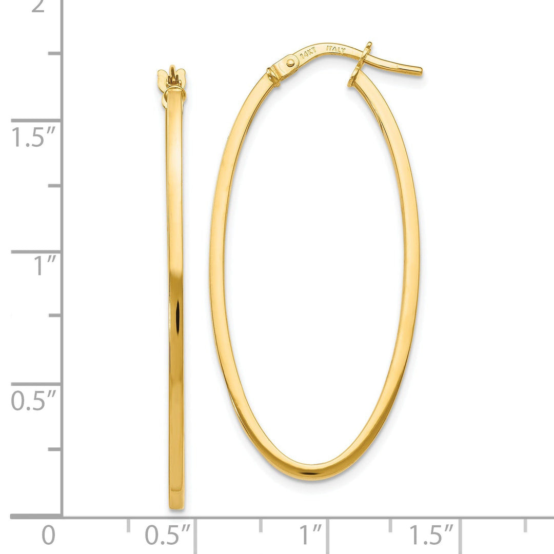 14k Yellow Gold Oval Hoop Earrings