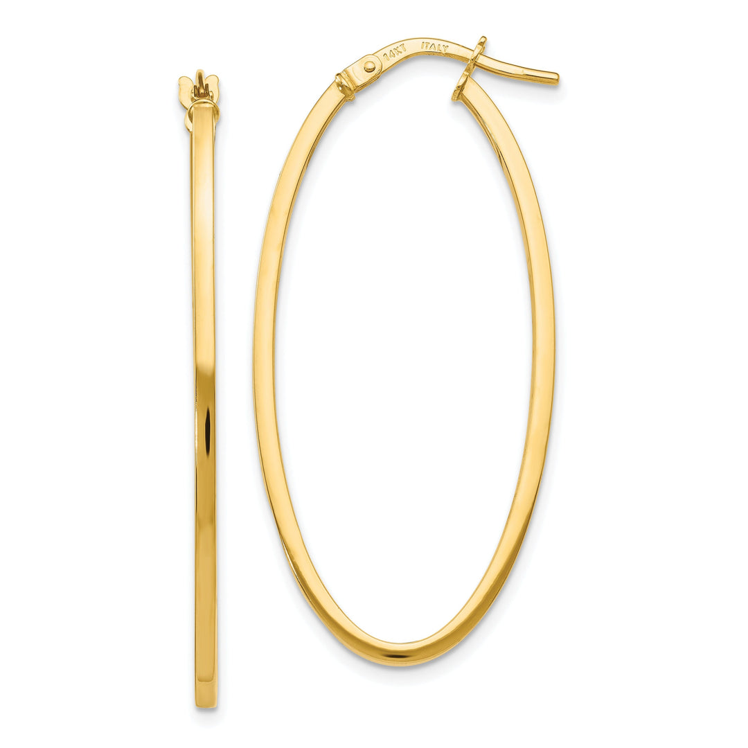 14k Yellow Gold Oval Hoop Earrings