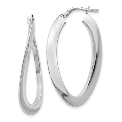 14k White Gold Twisted Oval Hoop Earrings at $ 315.04 only from Jewelryshopping.com