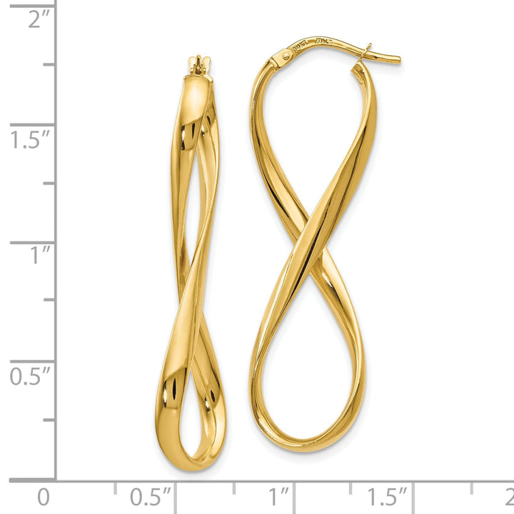 14k Yellow Gold Infinity Hoop Earrings