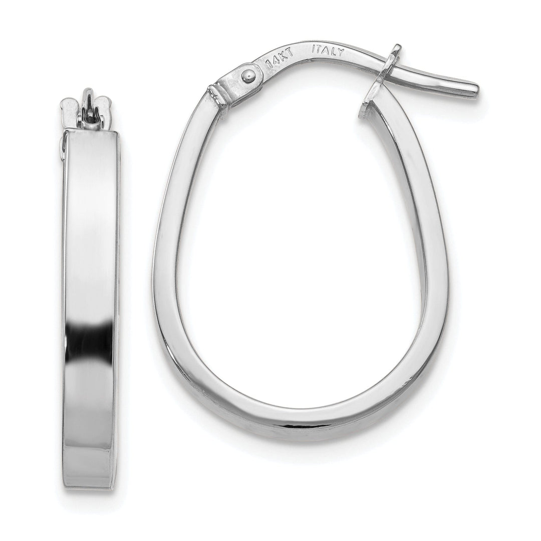 14k White Gold U Shape Hoop Earrings