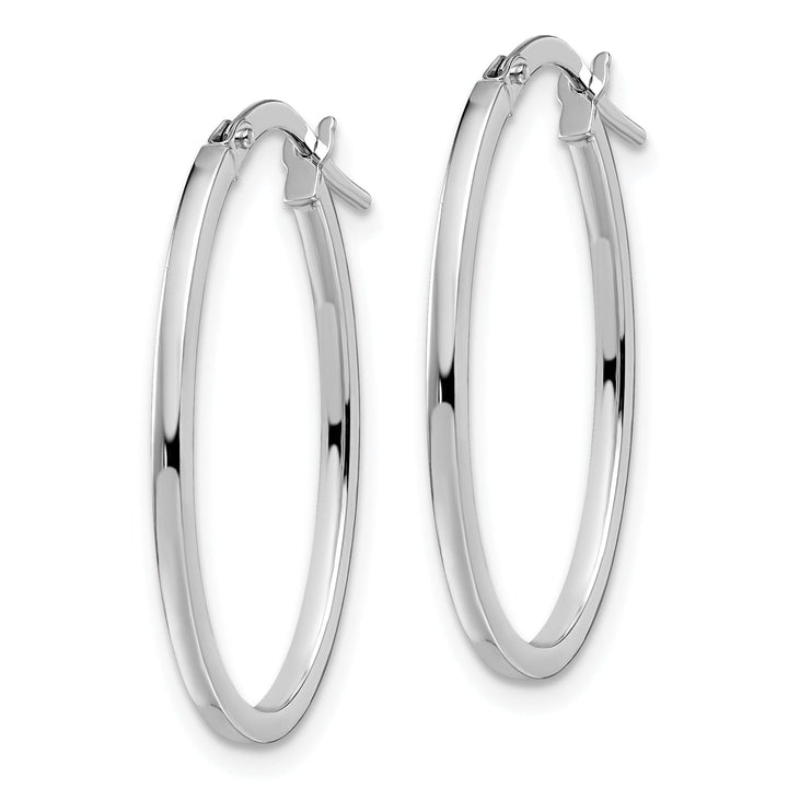 14k White Gold Oval Hoop Earrings