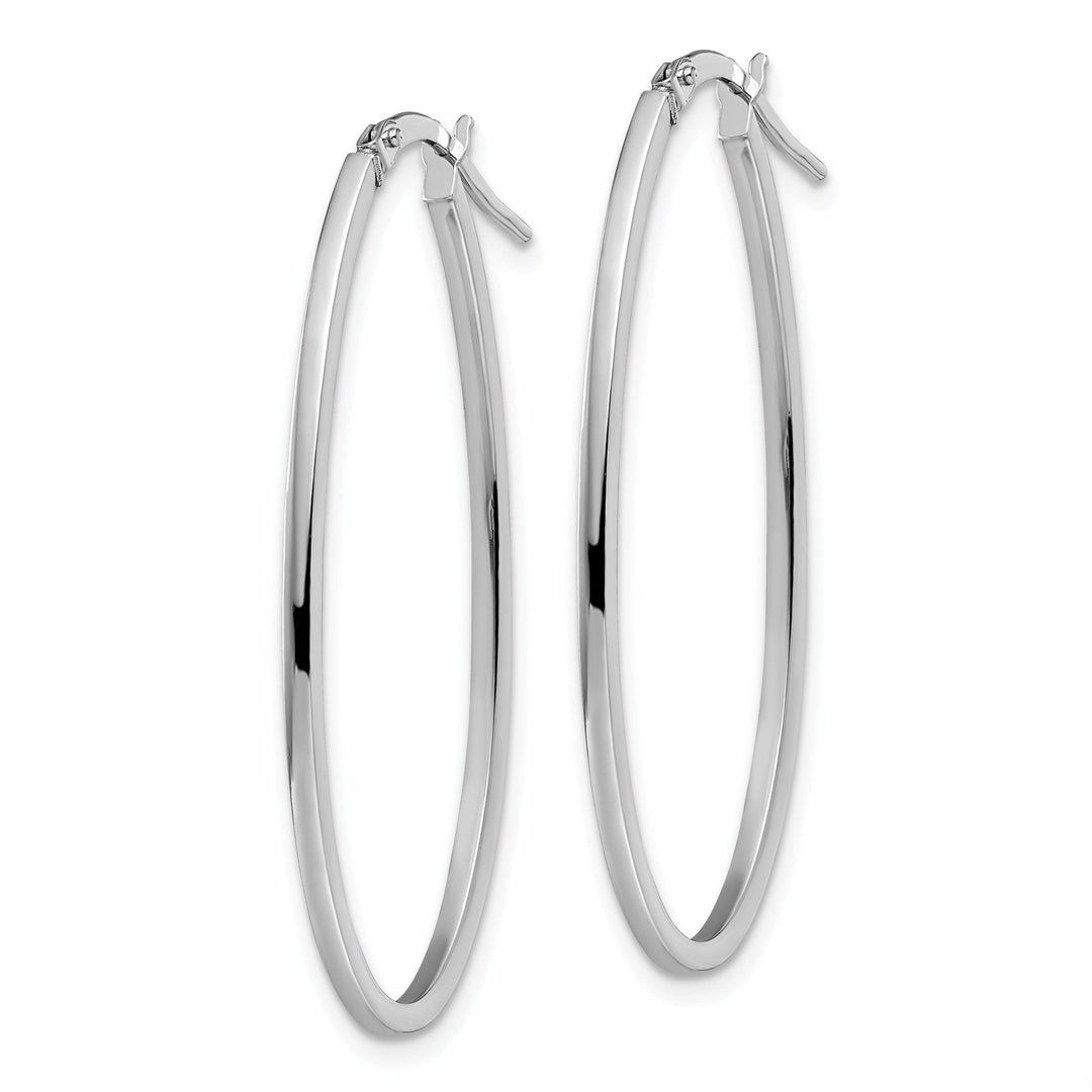 14k White Gold Oval Hoop Earrings