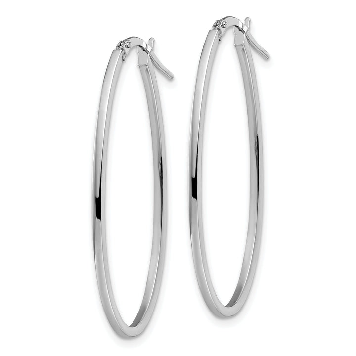 14k White Gold Oval Hoop Earrings