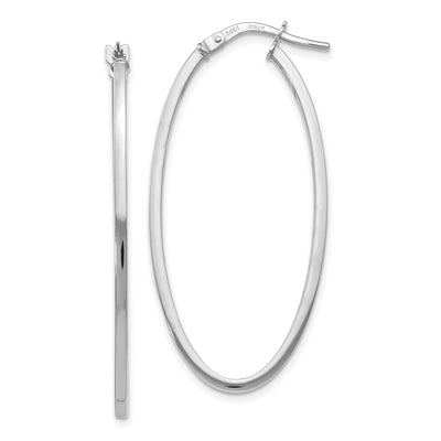 14k White Gold Oval Hoop Earrings at $ 157.39 only from Jewelryshopping.com