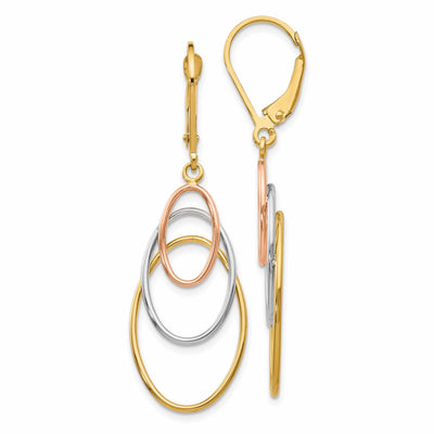 14k Tri color Dangle Leverback Earrings at $ 276.64 only from Jewelryshopping.com