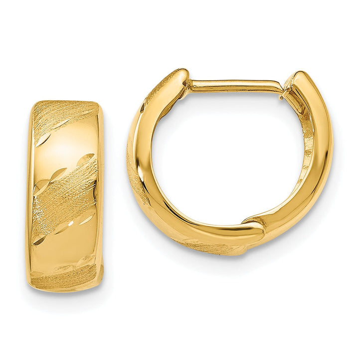 14k Yellow Gold Satin Hinged Hoop Earrings