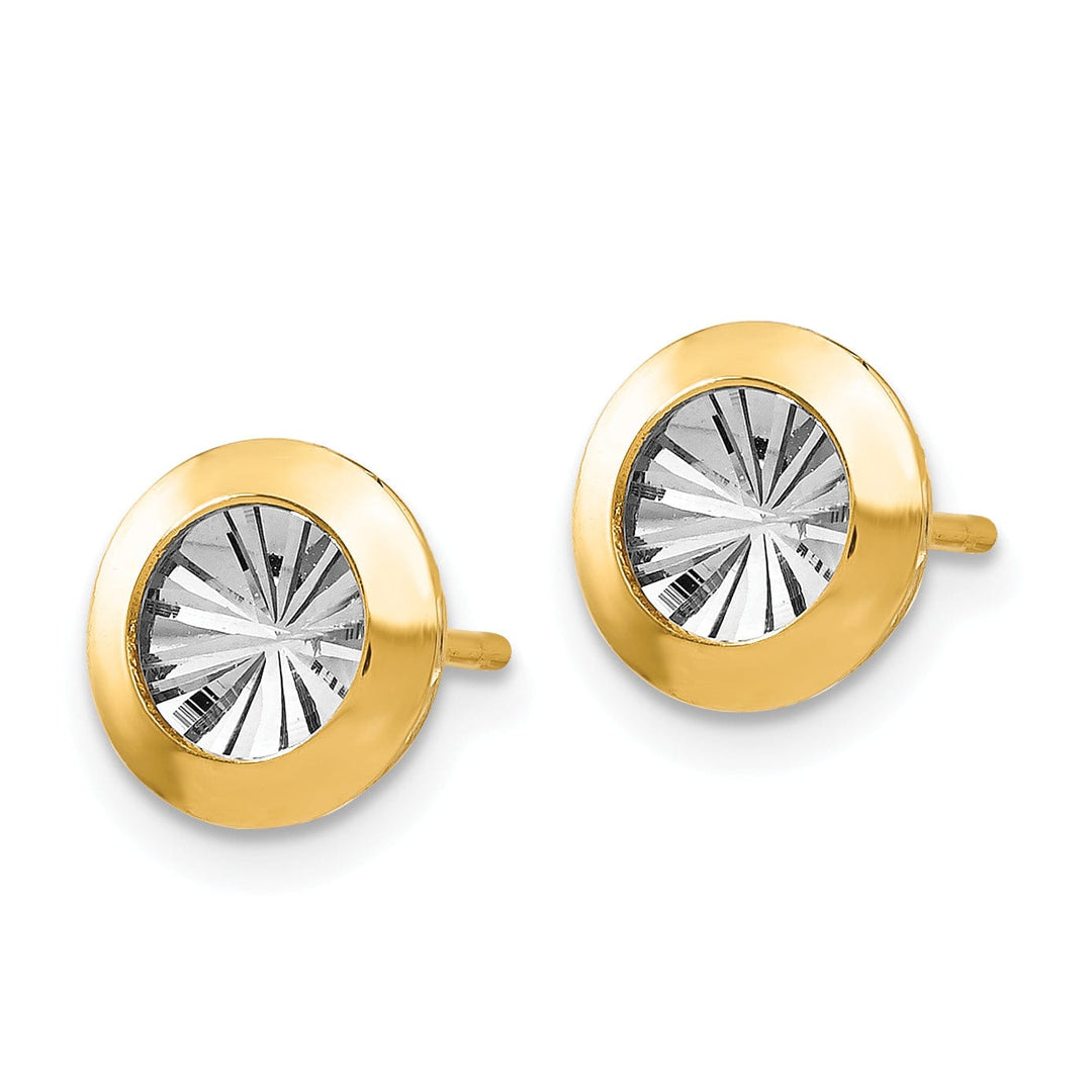 14k Two tone Rhodium Post Earrings