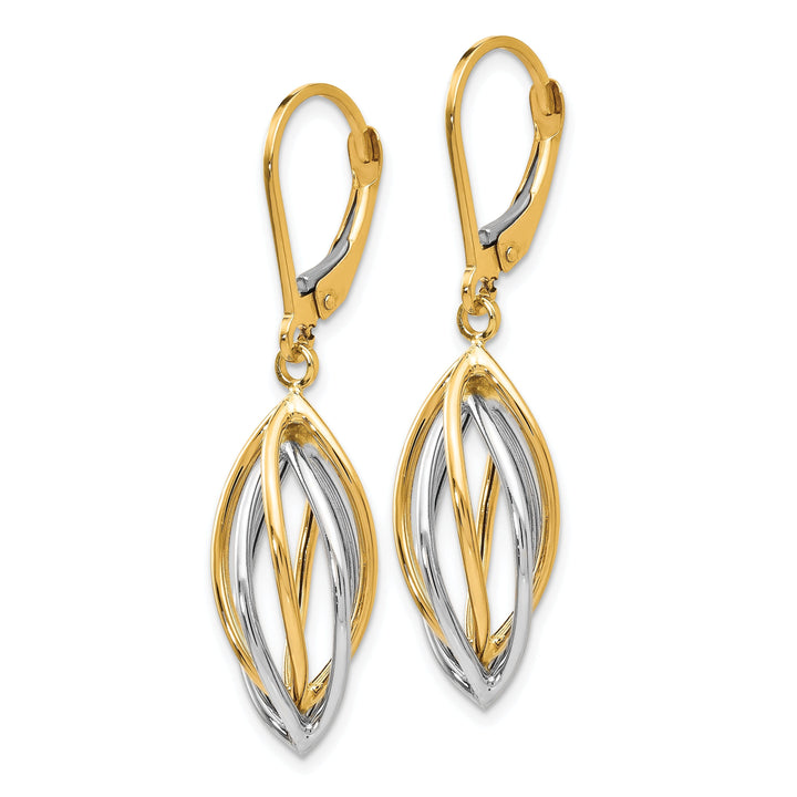 14k Two tone Leverback Earrings