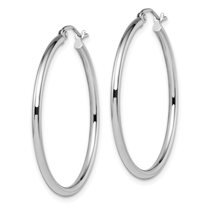 14k White Gold 2mm Large Hoop Earrings