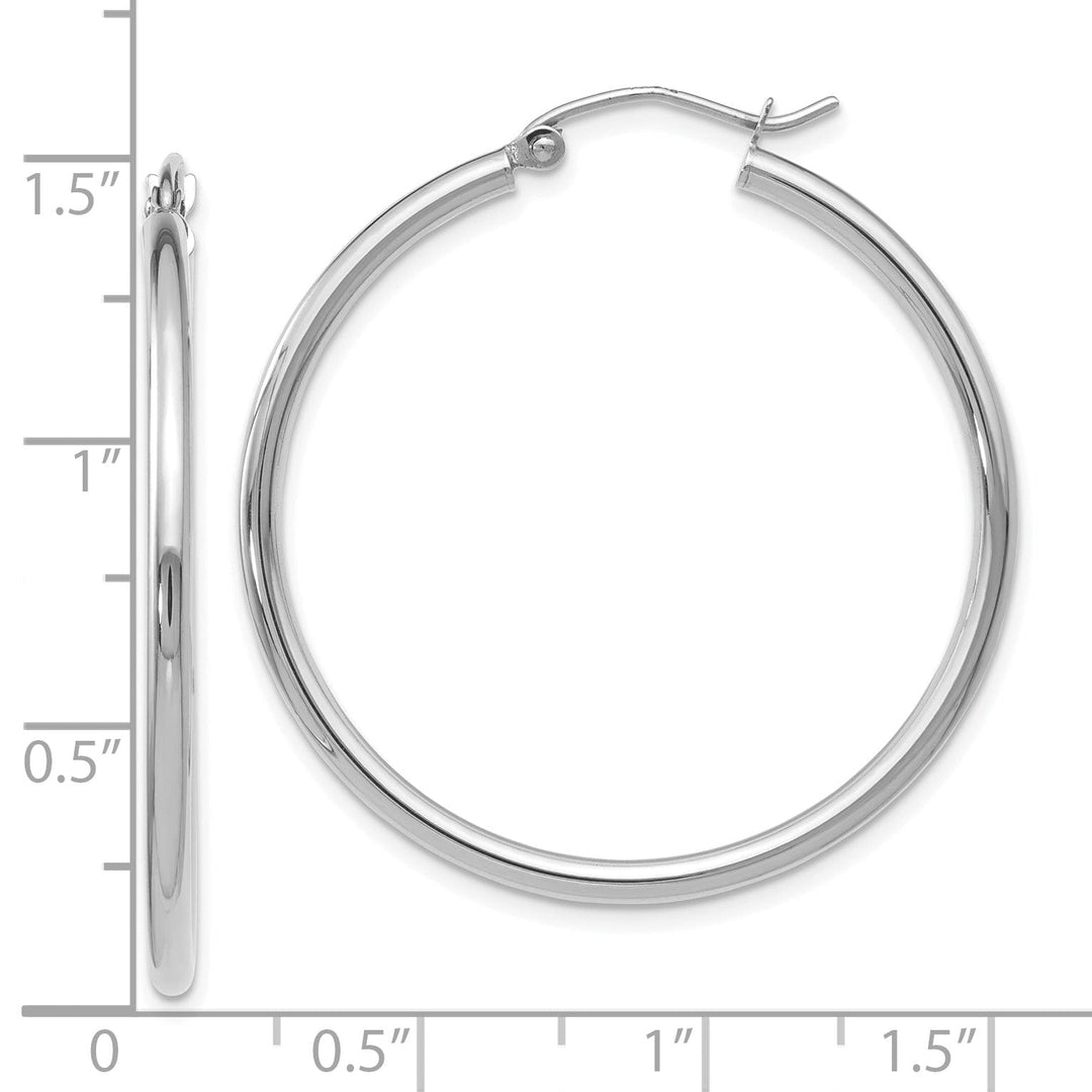 14k White Gold 2mm Large Hoop Earrings