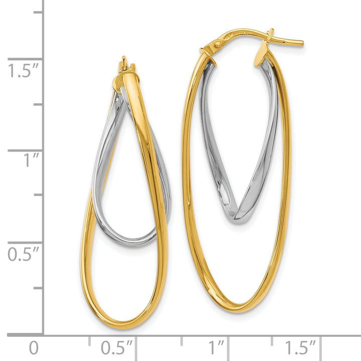 14k Two tone Polished Hoop Earrings